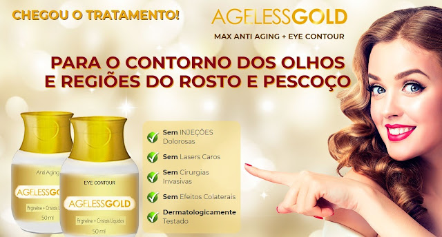 Ageless Gold duas versões do produto rosto pescoço olhos