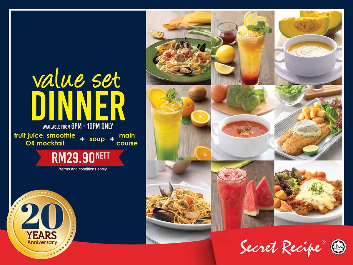 Harga Dinner Set secret recipe rm29 90 value set dinner with drink soup Harga Dinner Set secret recipe rm29 90 value set dinner with drink soup
