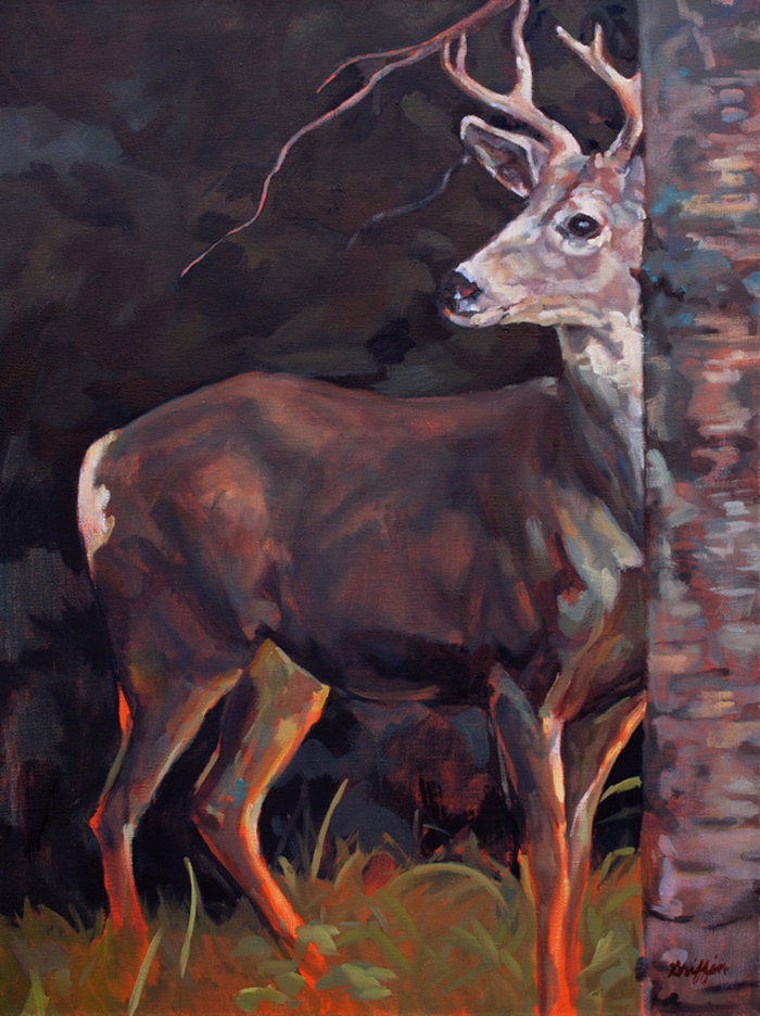 Daily Painters Abstract Gallery Wildlife Art Buck Oil Painting "Buck