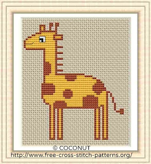 Giraffe, Free and easy printable cross stitch pattern