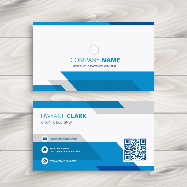 Blue and white corporate business card Free Vector