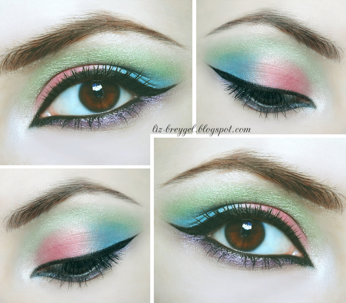 colorful makeup tutorial, пастельный макияж глаз туториал