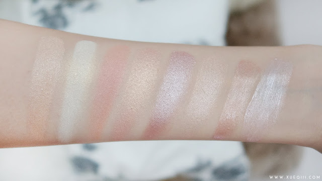 High Street Highlighters - The Balm Mary Lou, Zoeva Rose Golden Blush Palette Highlight, Cindy Lou, Ofra x DupeThat You Dew You, You Glow Girl, Too Cool For School Art Class By Rodin, Sephora Cushion Luminizer, The Body Shop Lightening Touch