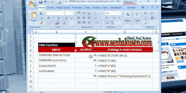 Cara Menemukan Posisi Karakter Tertentu - Fungsi Rumus "FIND" Di Excel