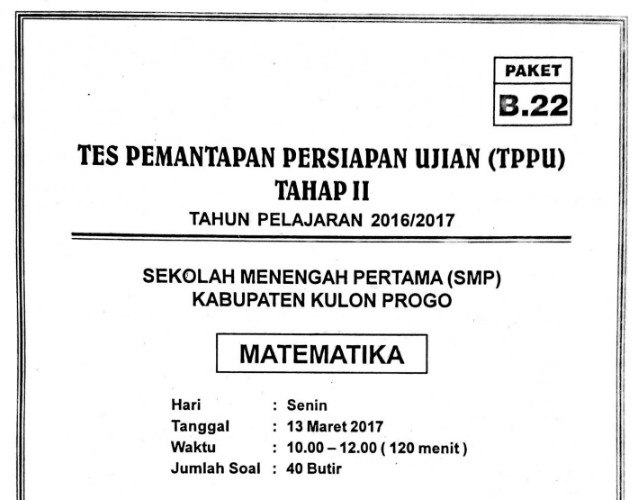 Soal Tppu Kulon Progo 2017 Tahap 2 Matematika Giri Widodo