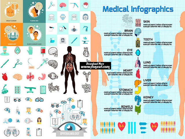 Download vector images and icons Medical infographic charts, medical equipment, organ - Medical Icons And Infographics