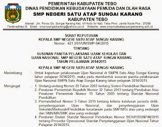 Contoh Sk Panitia Ujian Sekolah Amp Ujian Nasional Un Tahun