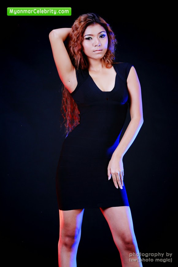 Hottie Model Khin Nadi San in Black Mini Dress