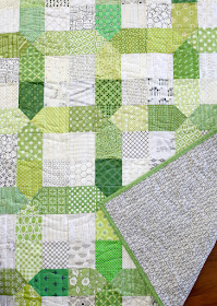 Scrappy Nine Patch X quilt by Andy of A Bright Corner
