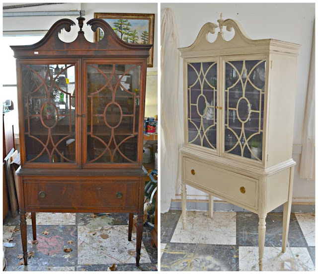 Heir and Space A Mahogany China Hutch in Cream an Amethyst