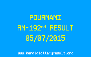 POURNAMI RN 192 Lottery Result 5-7-2015