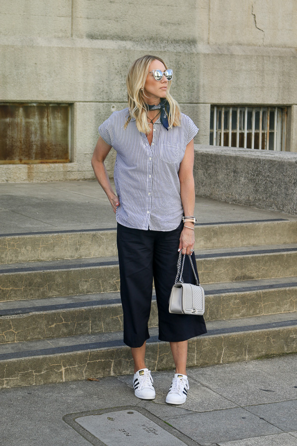 casual culottes outfit