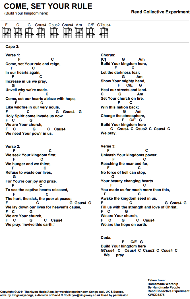 Build Your Kingdom Here Chord JesusLovesHK