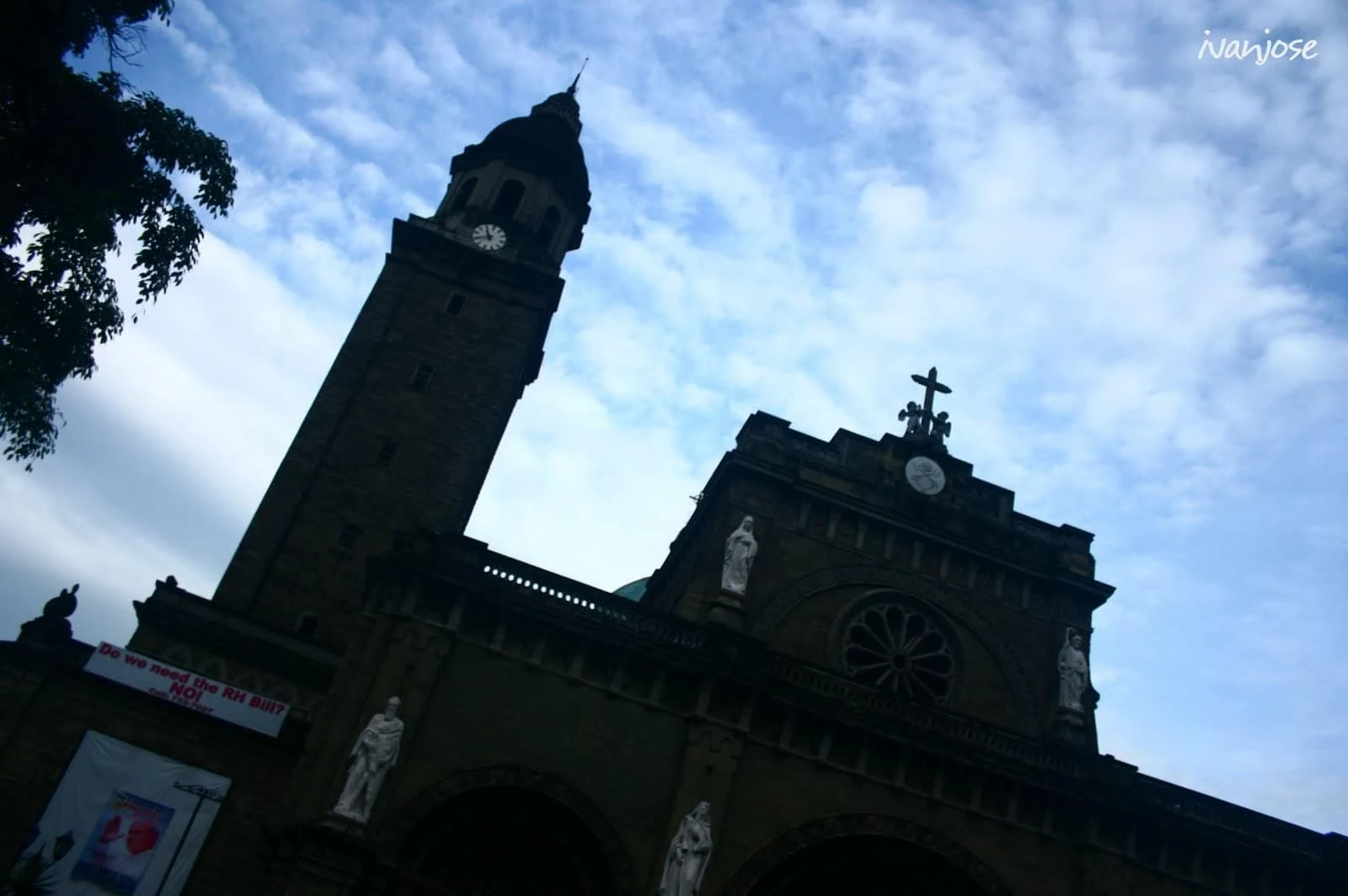 The silhouette of Manila Cathedral in Intramuros