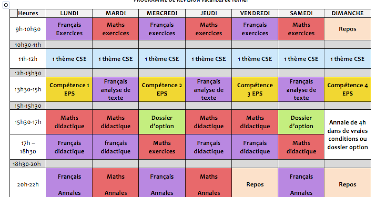 Réussir le CRPE Organisation planning de révision