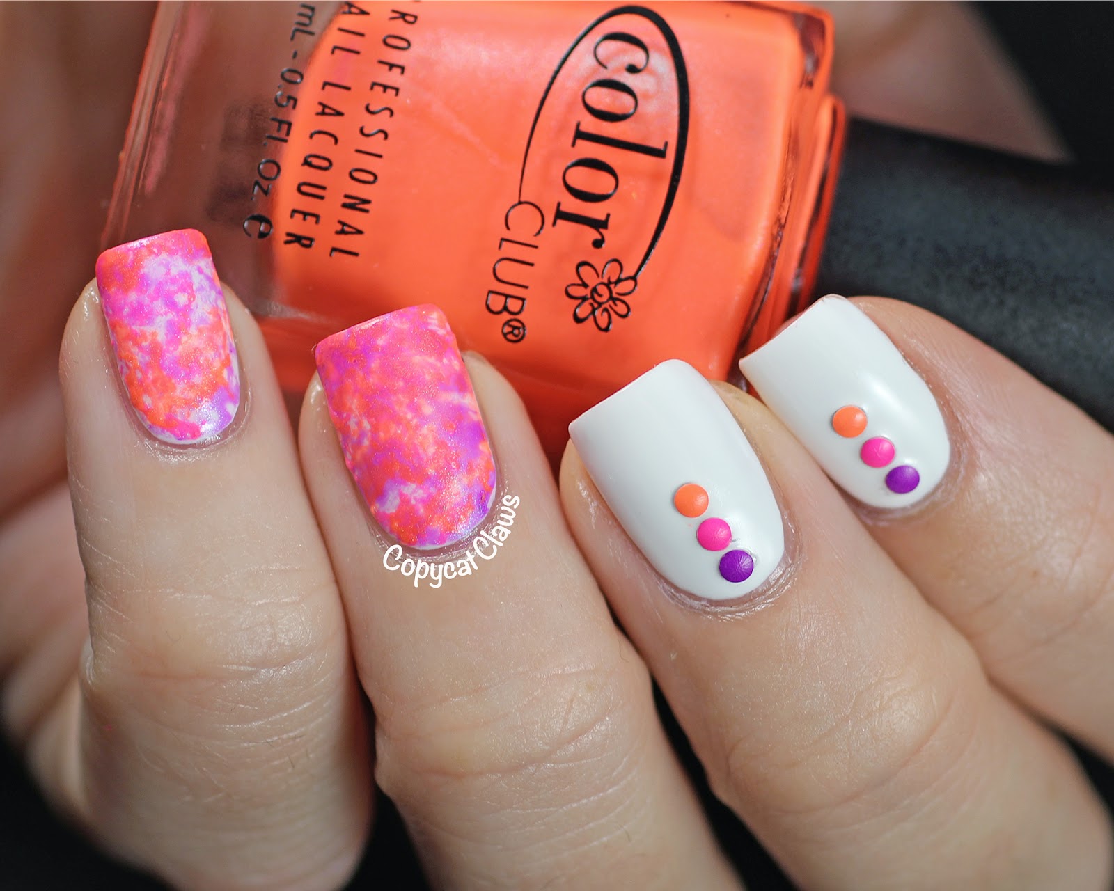 Copycat Claws: Neon Water Spotted Nail Fail