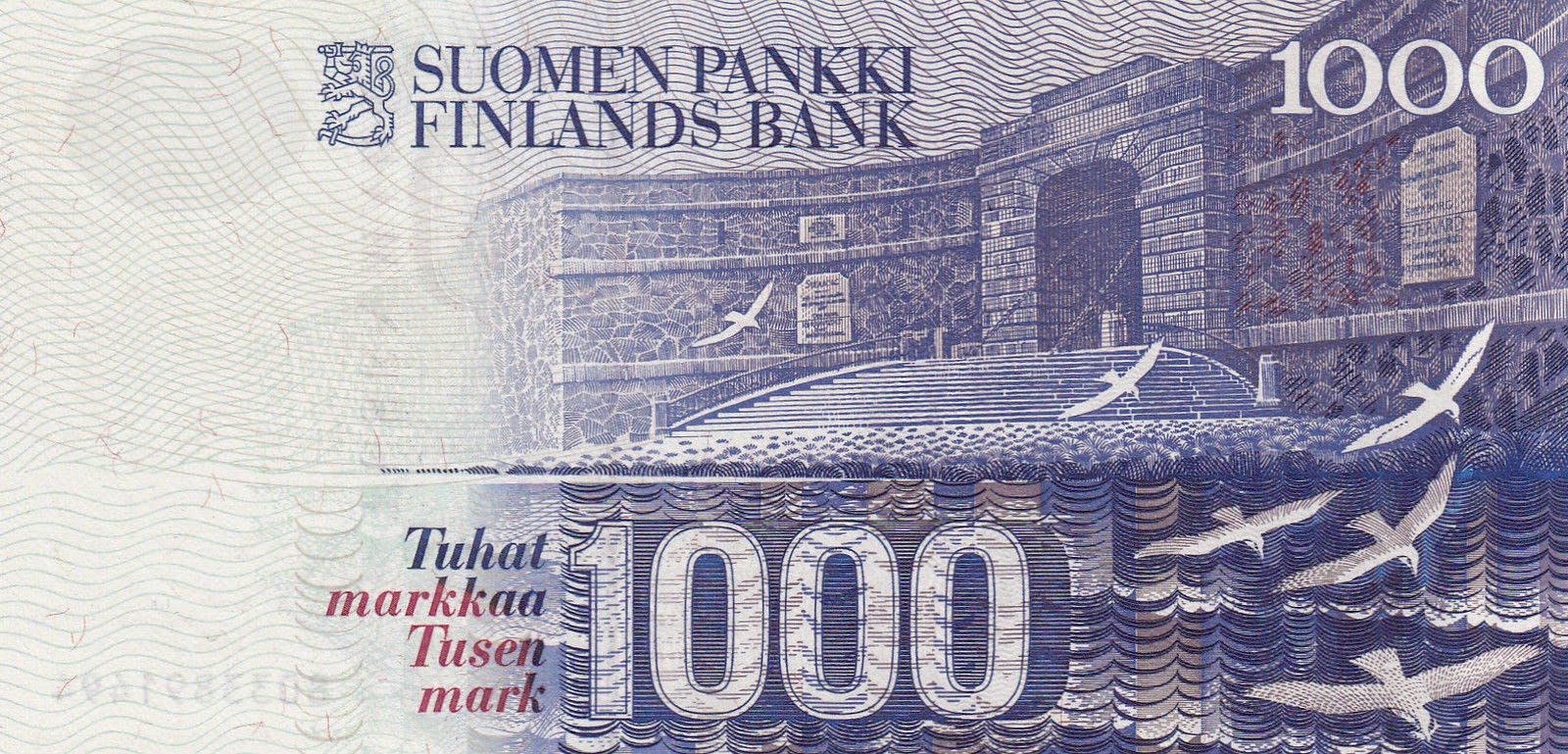 Finnish Banknotes 1000 Markka bank note 1986 Fortress of Sveaborg