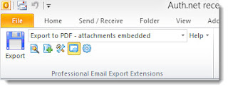 MessageExport toolbar in Outlook MessageExport toolbar shown in Outlook 2010
