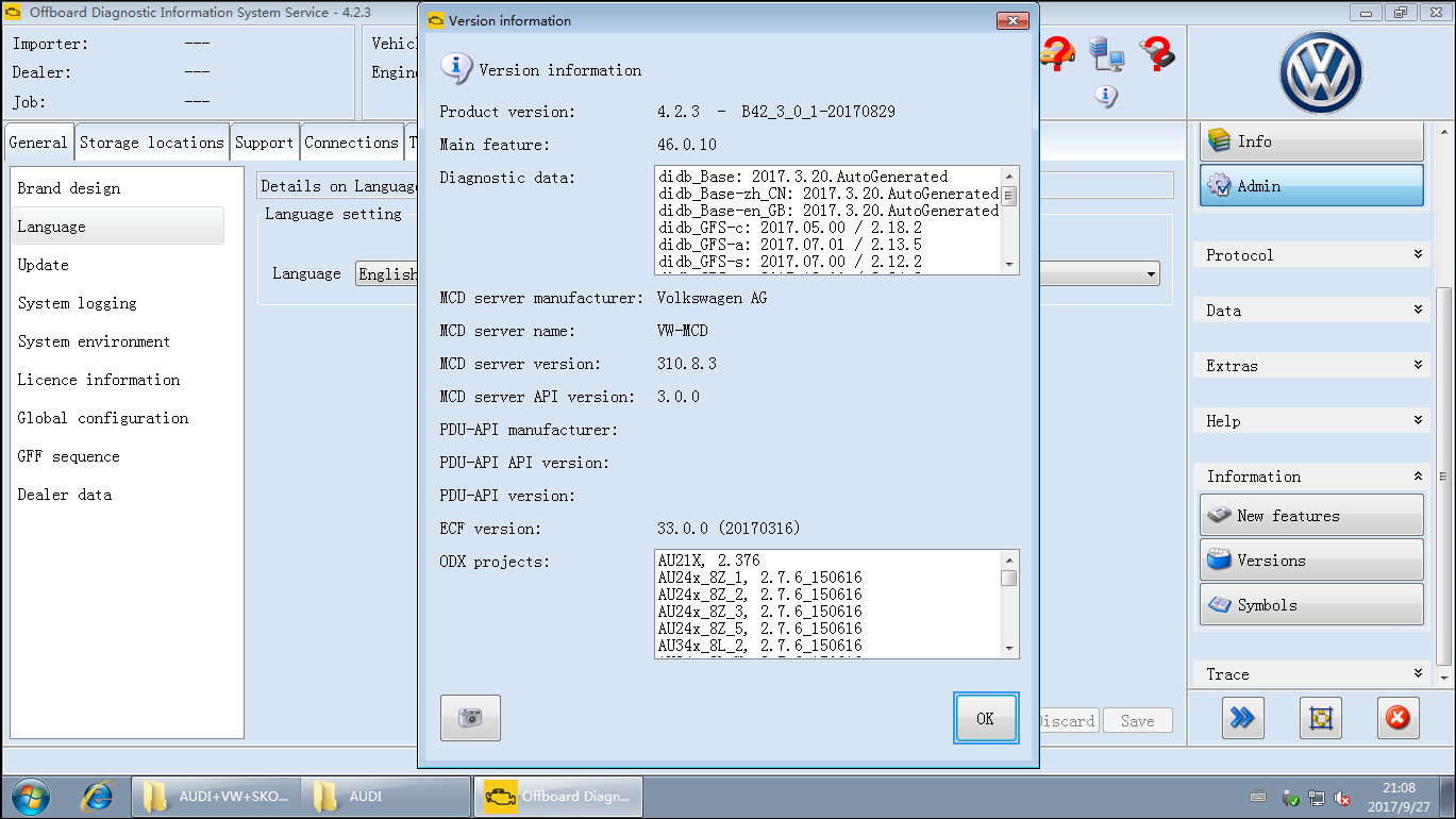 ODIS 4.2.3 for vas 5054aのインストール方法