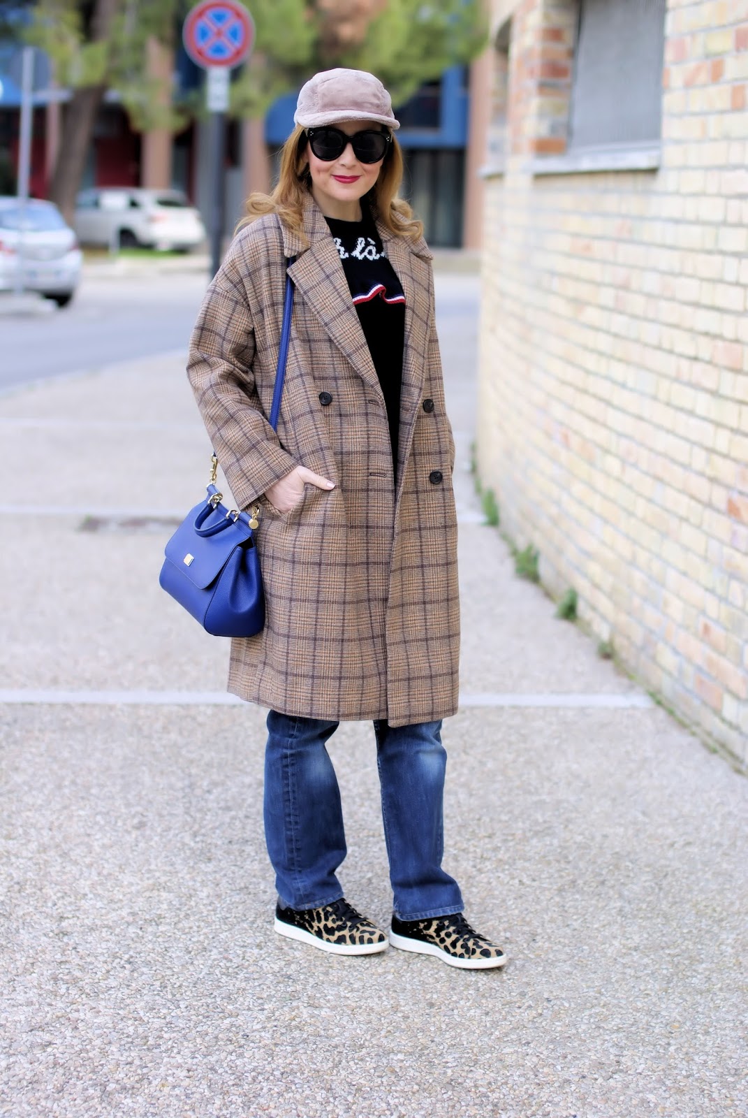 Metisu coffee check coat, Lazzari Ohlala maglione on Fashion and Cookies fashion blog, fashion blogger styl
