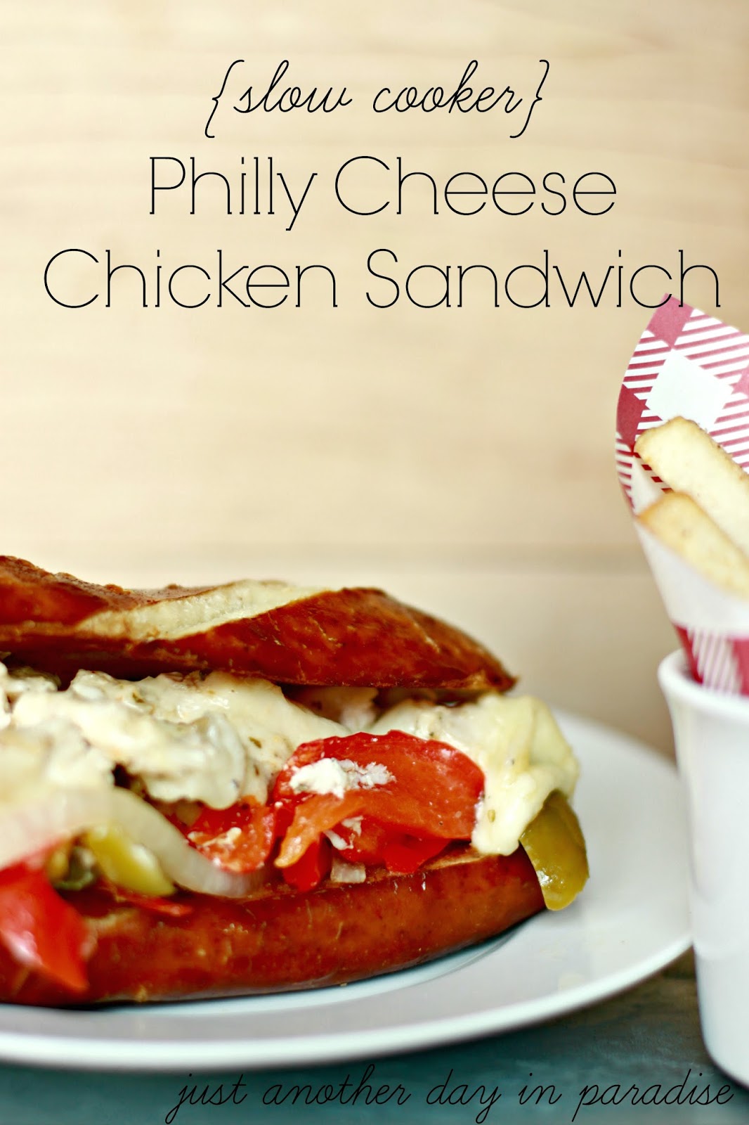 Larissa Another Day Slow Cooker Saturday Philly Cheese Chicken Sandwiches