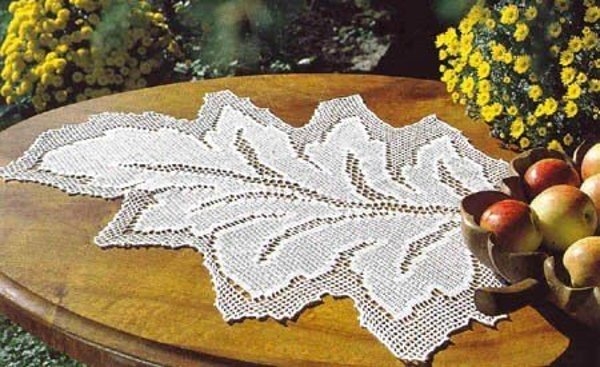 Toalha de crochê em forma de folha - Gráfico