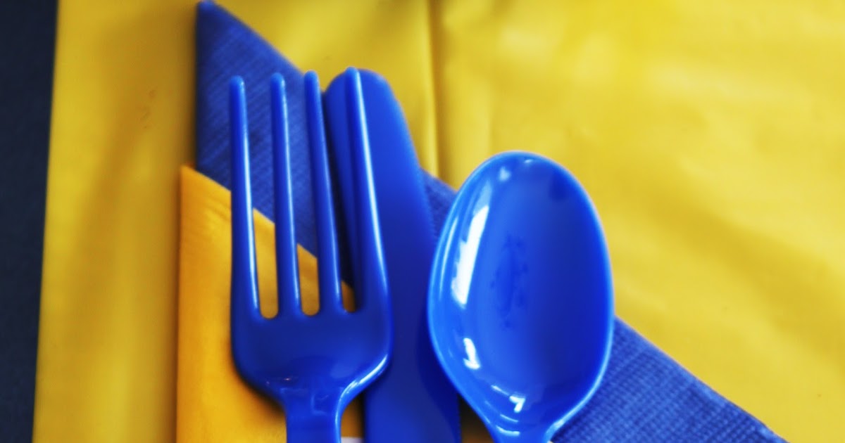 Blue & Gold Banquet Dinner Silverware Holder Printable