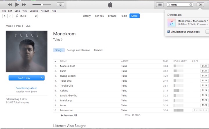 Gambar layar detail album di iTunes Store Gambar layar detail album di iTunes Store