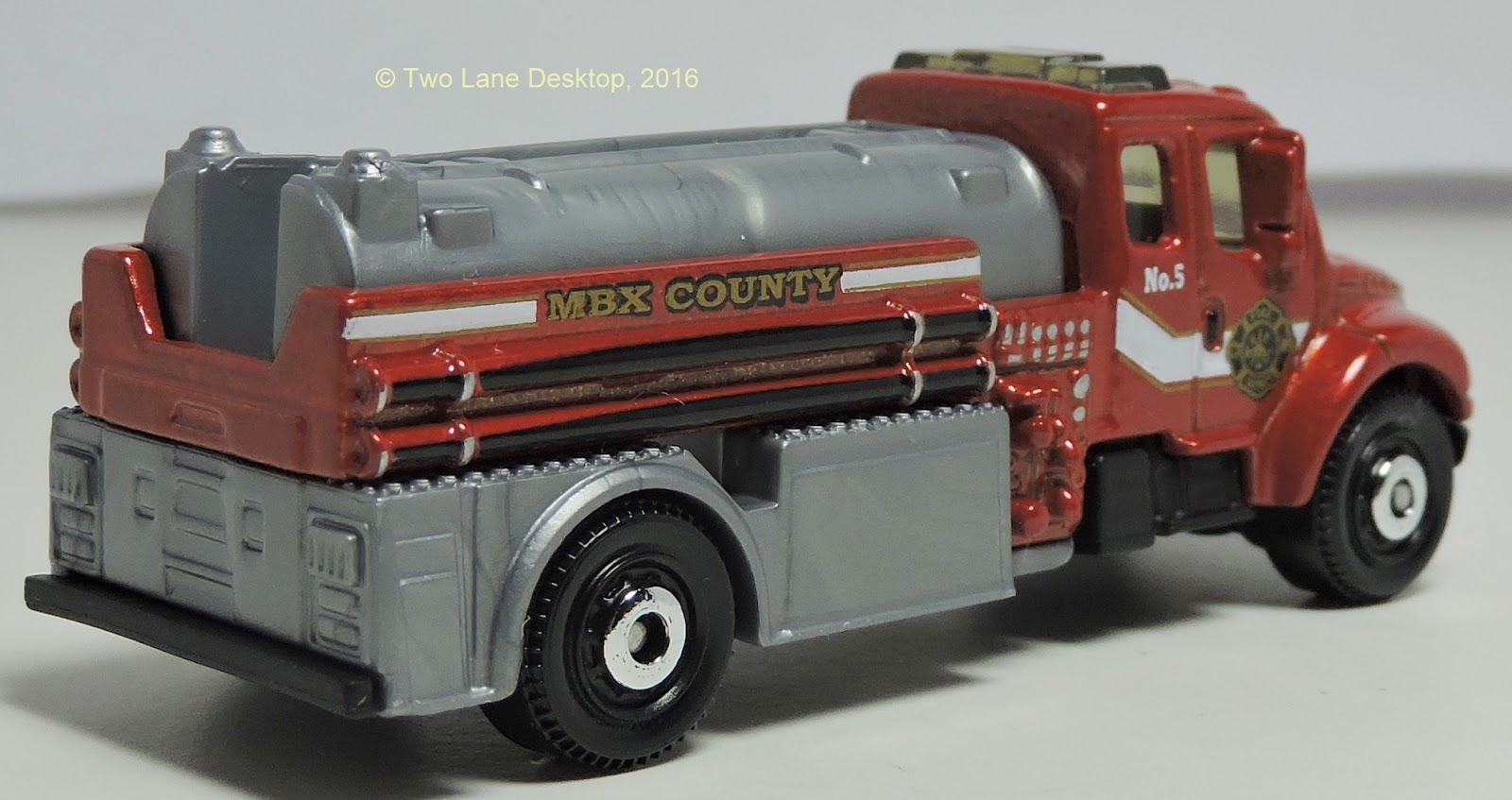 Two Lane Desktop Matchbox Freightliner M2 Fire Truck and Zamboni Ice