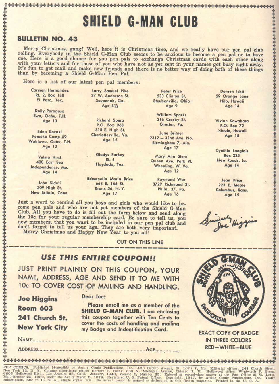 Read online Pep Comics comic -  Issue #65 - 3