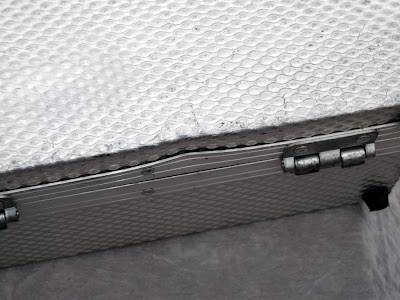 Image of hinges on an aluminium flight case