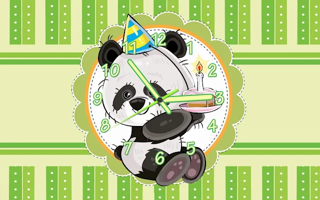Panda Happy First Birthday Clock Screensaver