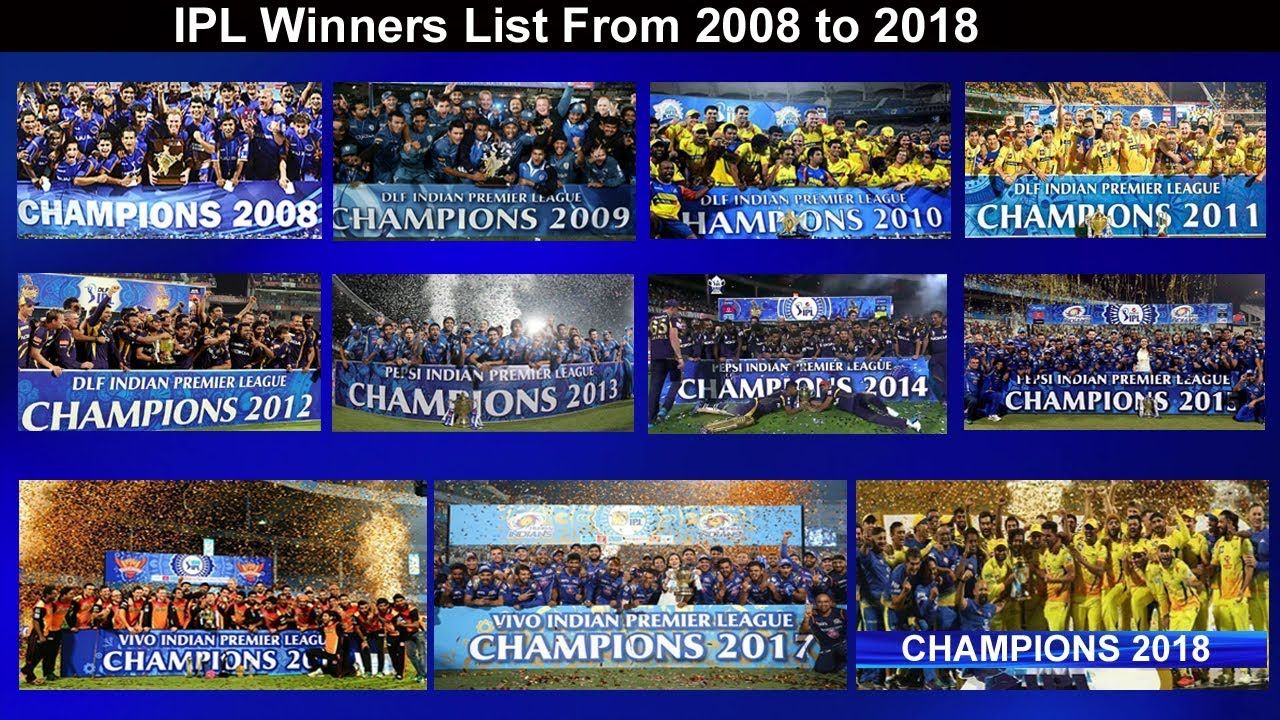 ipl winners team list from 2008 to 2018