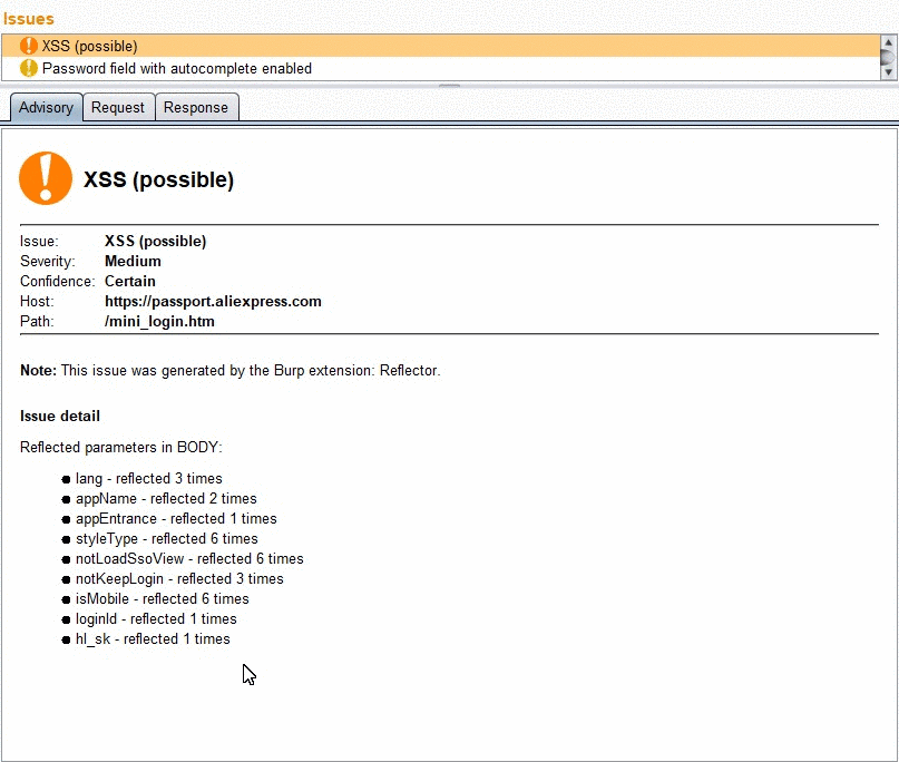 reflector Burp plugin able to find reflected XSS on page reflector Burp plugin able to find reflected XSS on page