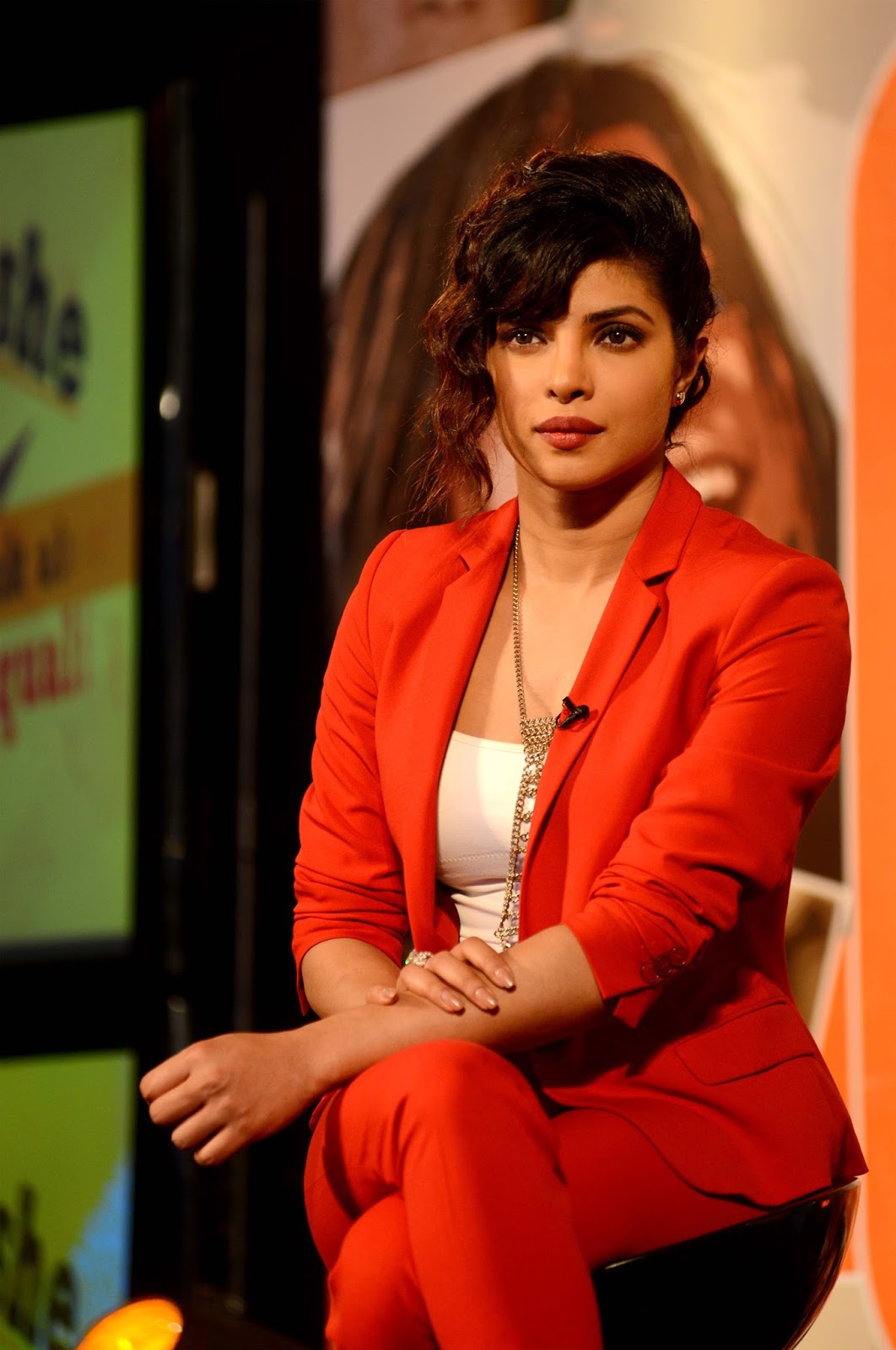 Priyanka Chopra Looks Super Hot In Red Suit  At 'NDTV Vedanta Our Girls Our Pride' Campaign Launch in New Delhi