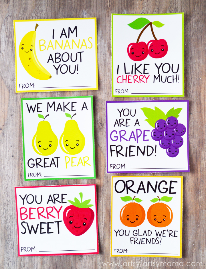 Free Printable Fruit Valentines at artsyfartsymama.com