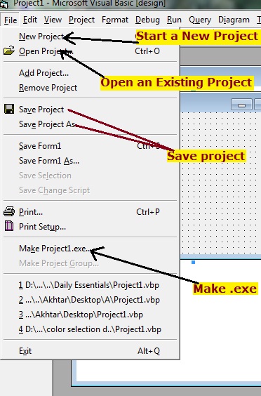 Open or Save project