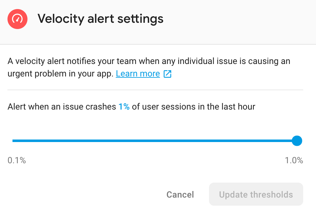 image of velocity alert settings