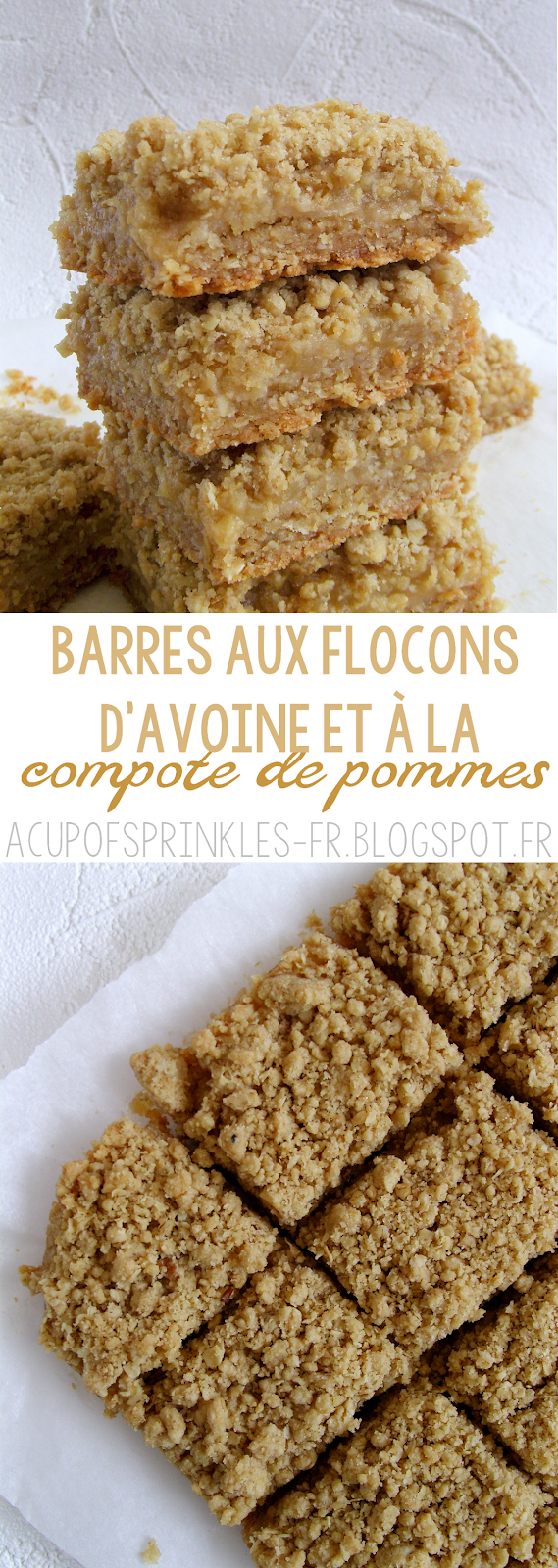 Barres aux flocons d'avoine et compote de pommes A Cup of Sprinkles
