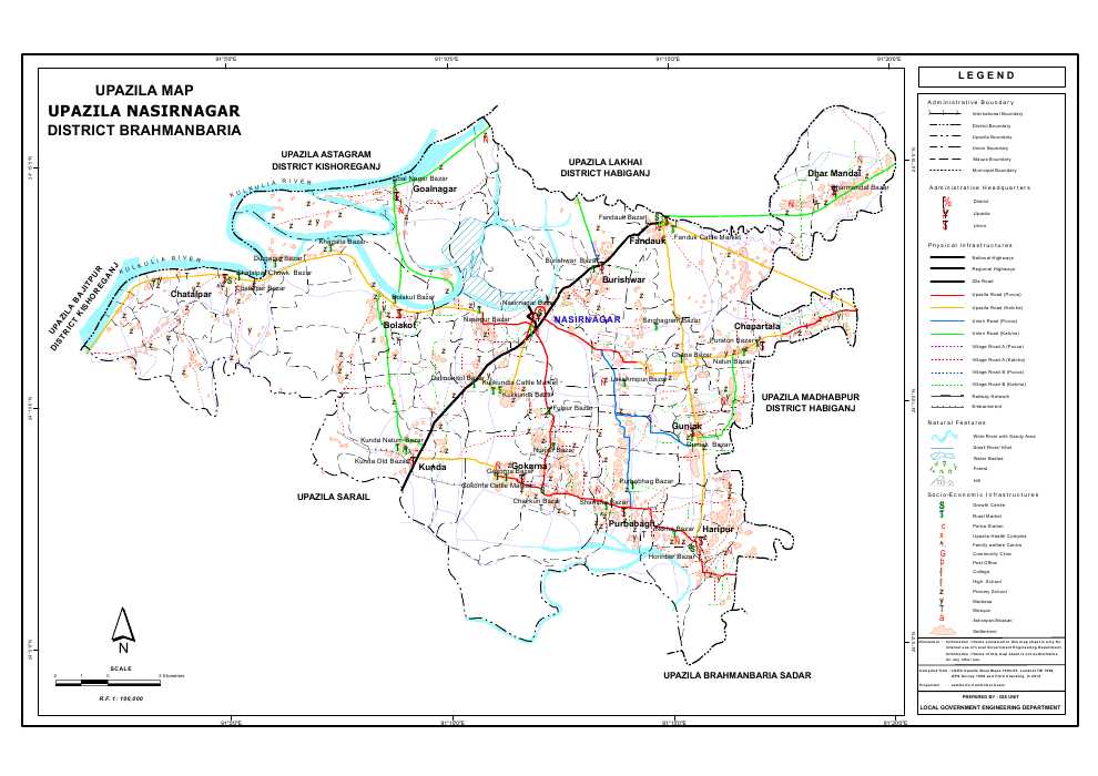 Nasirnagar Upazila Map Brahmanbaria District Bangladesh