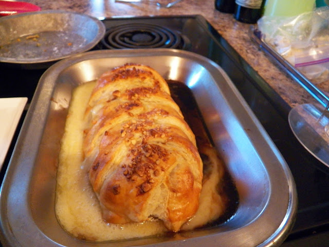 Baked Brie with Currant Jelly and Nuts in Puff Pastry