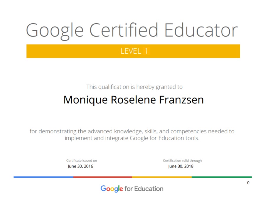 Teacher Squeaks Google Certified Educator Level 1