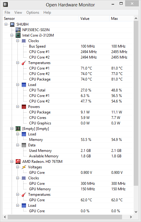 Check CPU temperature in Windows 8