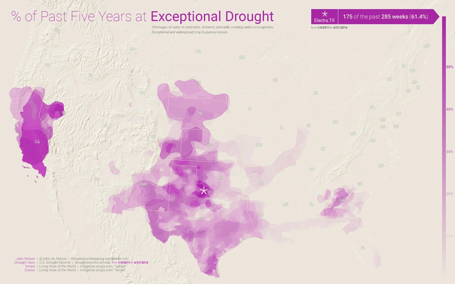 % of past 5 years at exceptional drought