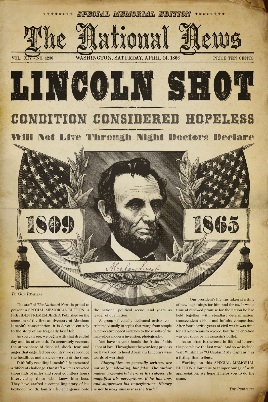 Bill Milhomme President Abraham Lincoln Assassination Headlines April bill-milhomme-president-abraham-lincoln-assassination-headlines-april