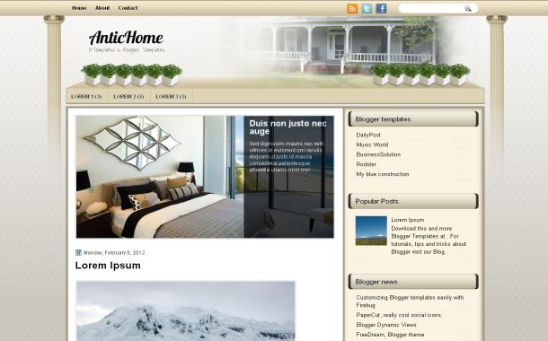 Free Antic Vintage Home Jquery Blogger Template