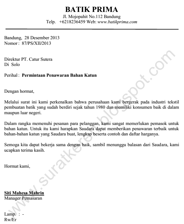 Contoh Surat Balasan Pemesanan Barang Nusagates