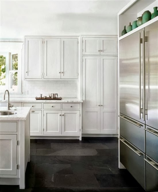 White Kitchen Slate Floor Modern Home Design And Decor