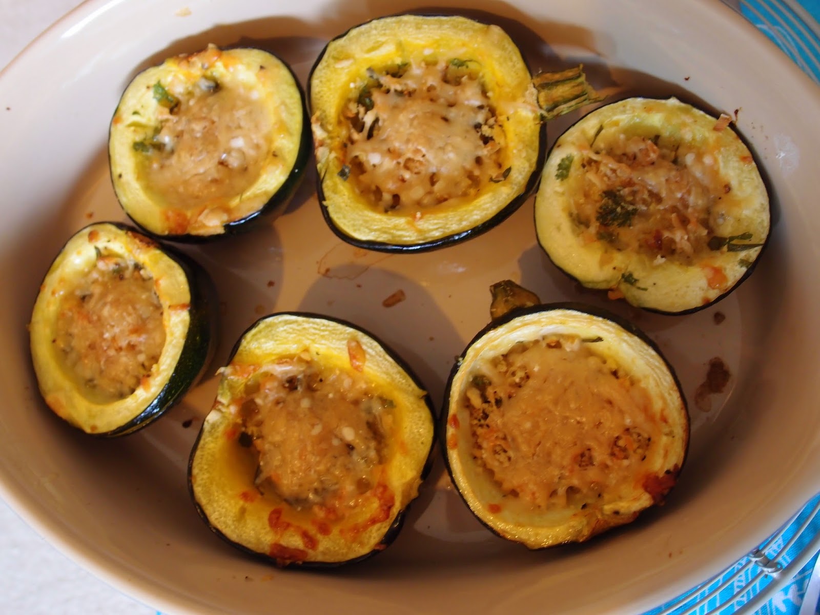 The VegHog Stuffed gem squashes with baked new potatoes