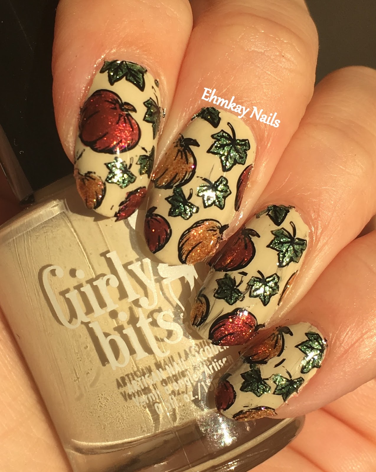 ehmkay nails Pumpkin Harvest Thanksgiving Nail Art